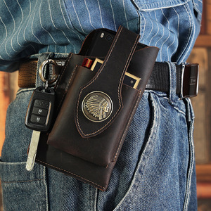 Men's Genuine Leather Waist <b>Bag</b> <b>Large</b> Capacity Tactical <b>Storage</b> <b>Bag</b> With Belt Loop For Everyday Use - Product Image 2