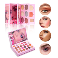 Ensemble de maquillage professionnel 24 fards à paupières, 6 rouges à joues, 6 illuminateurs, 4 poudres compactes, 3 poudres à sourcils, quatre couches, 70g