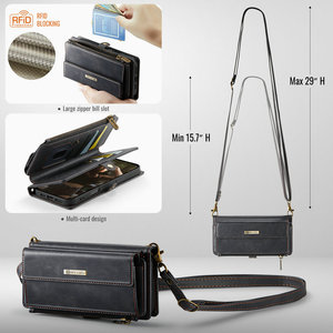 Cartera con Cremallera para <span class=keywords><strong>Mujer</strong></span> CaseMe, Bolso Bandolera Multifuncional de PU para iPhone 15 - Product Image 4