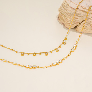 MYNECK Trendy 18K Chapado en oro Acero inoxidable Navidad Nueva moda Aspecto en capas con collar de circón a buen precio para <span class=keywords><strong>VSCO</strong></span> GIRL - Product Image 6
