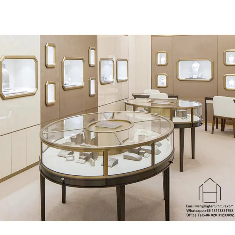 Kunden spezifische runde Glas vitrine Schmuck theke Design Schmuck möbel Display