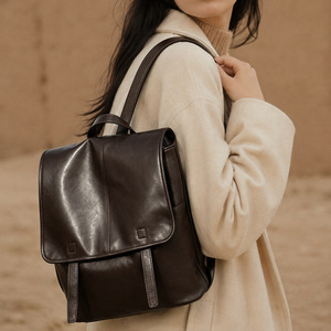 Sac à dos messager en cuir véritable personnalisé, cuir tanné végétal, grande capacité, sac à dos décontracté pour femmes, pour le travail et les trajets quotidiens - Product Image 6