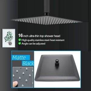 Sistema Doccia a Pioggia Completo Spazzolato con Soffione da Soffitto da 16 Pollici, Miscelatore a Tre Maniglie con Doppia Funzione e Massaggio a 2 Vie - Product Image 2