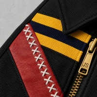 Chemise à fermeture éclair en patchwork noir JUSHENG, rayée jaune et bleue, manches courtes, ensemble deux pièces, streetwear unisexe