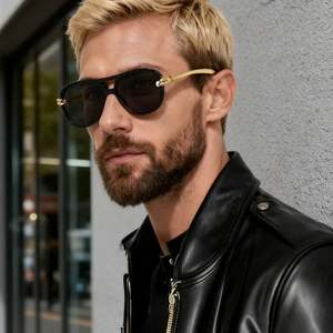 Gafas de Sol Retro 2025 con Logotipo Personalizado, Doble Puente Metálico, Estilo Punk, Protección UV400, Modelo Piloto Cuadrado para Hombre y Mujer - Product Image 2