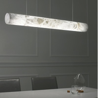 Lustre moderne de luxe en laiton et marbre Lampe suspendue pour la décoration intérieure Lumière LED Chambre à coucher Hôtel Importé Espagne Albâtre naturel