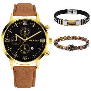 Reloj <span class=keywords><strong>de</strong></span> <span class=keywords><strong>Pulsera</strong></span> <span class=keywords><strong>de</strong></span> Cuarzo <span class=keywords><strong>de</strong></span> Lujo para Hombre, Deportivo, Casual, 3 Piezas/Set, con Brazalete, Joyería <span class=keywords><strong>de</strong></span> Moda para Negocios, Regalo, Caja <span class=keywords><strong>de</strong></span> Aleación, Correa <span class=keywords><strong>de</strong></span> Cuero y Cristal - Product Image 5