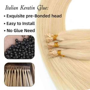 Extensiones de Cabello Humano con Punta en Y, Cabello Humano con Cutícula Intacta, Extensiones de Queratina Invisibles, Cabello Rubio Pre-adherido, Punta en Y - Product Image 4