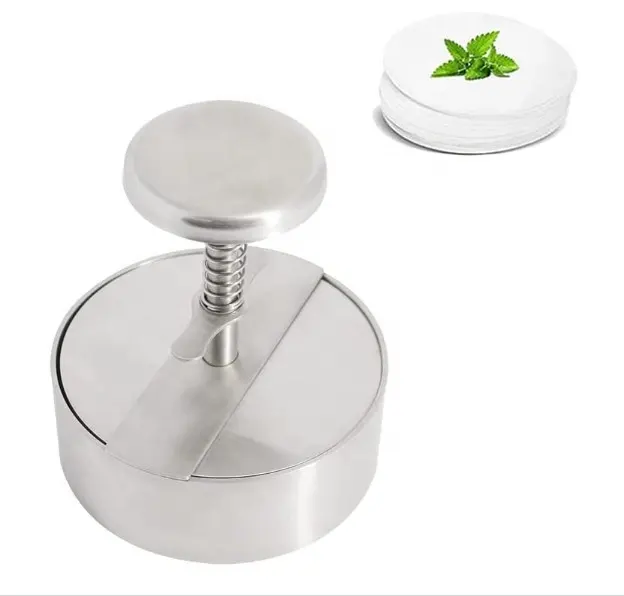 Burger press adjustable hamburger patty maker with 100pcs wax patty papers 304 stainless steel