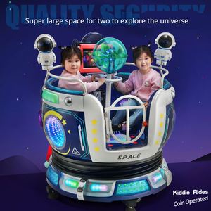 Manège pour enfants à monnayeur, modèle MP5, avec module spatial, voiture jouet, tasses étoiles rotatives et élévatrices, et balançoire double - Product Image 2