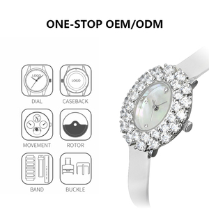 <span class=keywords><strong>Orologi</strong></span> da Donna Eleganti con Logo Personalizzato ODM, Design di Lusso con Cinturini in Pelle e Diamanti OEM - Product Image 4