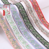 Ruban Jacquard Brodé de Style Ethnique Vintage Floral de 4 cm (Polyester) pour Sacs