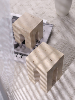 Stonekocc marbre travertin beige fabriqué à la main ornement géométrique Style Art déco pour la décoration de la maison anniversaire de mariage