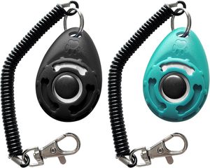 Clicker d'entraînement pour animaux <span class=keywords><strong>de</strong></span> compagnie avec sangle <span class=keywords><strong>de</strong></span> poignet - Entraînement canin (Nouveau noir + bleu) - Product Image 3