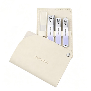 Ensemble de coupe-ongles personnalisé avec logo, en cuir PU, en acier inoxydable, ensemble de haute qualité de quatre pièces avec lime à ongles, <span class=keywords><strong>cadeau</strong></span> - Product Image 4