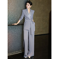 Ensemble tailleur slim automne 2026 pour femme – Design tendance avec empiècements en satin, élégant style occidental, deux pièces avec laçage latéral