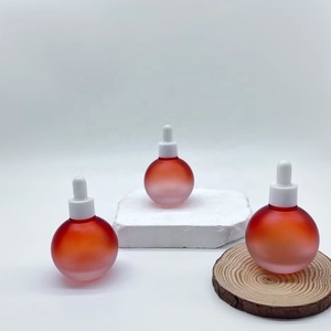 Flacon compte-gouttes en verre rond givré coloré 30ml 50ml, flacon d'huile de luxe avec bouchon blanc pour sérum de soin de la peau - Product Image 3