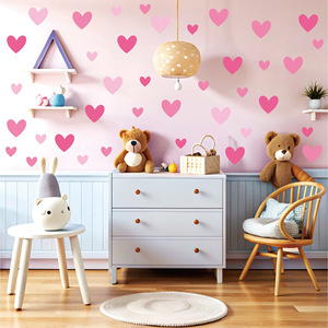 Adesivi <span class=keywords><strong>Murali</strong></span> Riutilizzabili Personalizzati in Vinile PVC Impermeabili Resistenti ai Raggi UV a Forma di Cuore Rosa Carini Romantici - Product Image 3