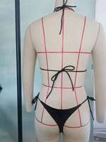 Maillot de Bain Sexy Deux Pièces Bikini Taille Haute Couleur Unie Style Européen Américain Décoré de Cristaux avec Deux Strings