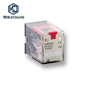 Relé de Propósito General MY4N-GS DC24 4PDT 5A 24VDC con Bobina, Indicador LED y Bandera Mecánica para Control Industrial - Product Image 1