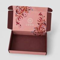 Usine Design Personnalisé Logo Papier Ondulé Pliant Boîte Mailer Emballage Boîte D'expédition Rose Couleur Impression Robe De Luxe