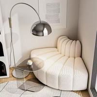 Sofa Seksional Kain Teddy Lengkung yang Dapat Disesuaikan, Sofa Penerima Tamu Terkenal di Internet untuk Aula Komersial & Salon Kecantikan