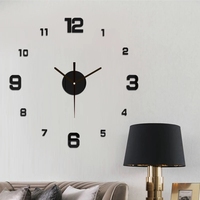 Jam Dinding 3D Murah 40X40cm, Stiker Tanpa Bingkai Bercahaya, Senyap, Dekorasi Rumah, Ruang Tamu, Kamar Tidur, Dropshipping DDP