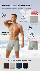 Hygieia Ingrosso Boxer da <span class=keywords><strong>Uomo</strong></span> a Gamba Lunga in Cotone Traspirante Elasticizzato a 4 Vie con Apertura Laterale - Product Image 2