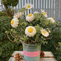 3Pcs Hiasan Taman Keramik Modern Bentuk Bunga Daisy, Lapisan Powder Coating, Dekorasi Bertema Alam, Dapat Dipasang di Lantai untuk Dalam & Luar Ruangan
