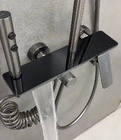 Robinet de douche mural en laiton chromé poli avec valve céramique, fonction pluie, pour usage hôtelier (eau chaude et froide)