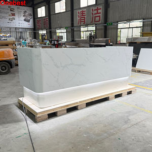 Comptoirs d'accueil et de service en pierre artificielle blanc glacier pour bureaux d'entreprise, gymnases scolaires et studios - Product Image 5