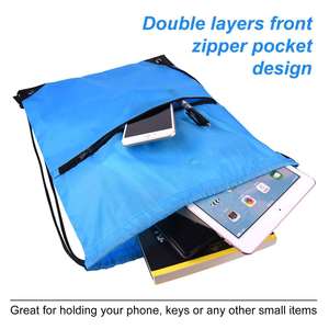 Sac à dos multifonctionnel 34*43 cm avec poche extérieure zippée, sacs à cordon avec ou sans écouteurs, sacs à dos - Product Image 4