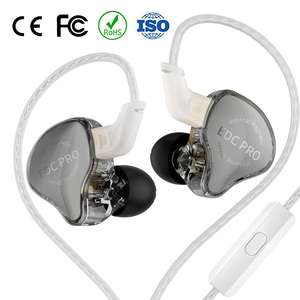 Écouteurs intra-auriculaires filaires KZ EDC Pro 2Pin avec câble plaqué argent/câble en cuivre OFC en option, dynamique, HiFi stéréo, IEM - Product Image 1