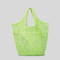 Sac fourre-tout en paille de raphia à lettres creuses personnalisées avec logo de marque 2024, sac à main de plage en papier tendance pour femmes
