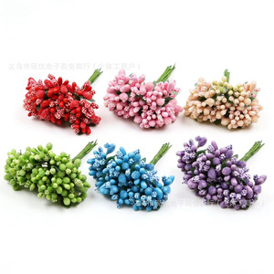 Bouquet de fleurs artificielles, couleurs mélangées, en plastique, décoration de mariage avec feuilles - Product Image 2