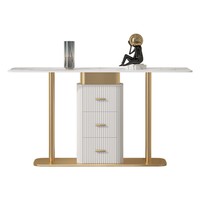 Table console d'entrée moderne de luxe léger, simple, avec panneau mural décoratif en pierre, personnalisable pour le salon