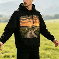 Sweat à capuche unisexe personnalisé en gros, style vintage, coupe oversize, avec impression numérique directe à jet d'encre