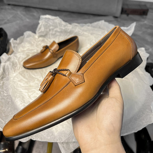 Mocasines de Cuero Genuino para Hombre Tallas Grandes, Estilo Británico, Transpirables, con Aumento de Altura Interior y Punta Reforzada, Ideales para Negocios y Vestir - Product Image 2