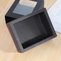 Boîte cadeau en papier kraft vintage noir de qualité supérieure avec fenêtre transparente, faite à la main pour une utilisation en exposition, impression en relief