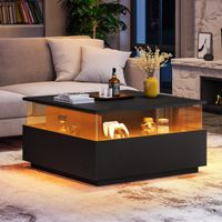 Meubles de salon modernes contemporains Table basse carrée en bois avec panneau de support TV Style bois pour usage domestique