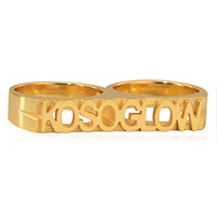 Bague personnalisée en acier inoxydable pour homme, double anneau, lettres personnalisées, style hip-hop, plaqué or 18 carats, cadeau pour femme