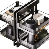 UZIA-CO40 Panier coulissant d'angle pour armoire de cuisine, organisateur de rangement pour coin aveugle, support tournant Lazy Susan pour cuisine domestique