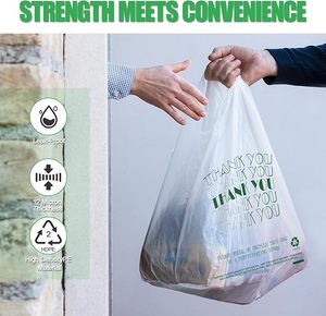 Bolsas de plástico personalizables para camisetas, material HDPE de grado alimenticio, Asa hasta la mano, bolsa para llevar impresa con pantalla de seda para supermercados - Product Image 3