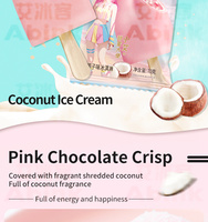 Crème glacée à la noix de coco rose Xiao Ai tendance d'Abink avec coque de chocolat croustillante aux saveurs de fruits et de lait Emballage pratique en sac.