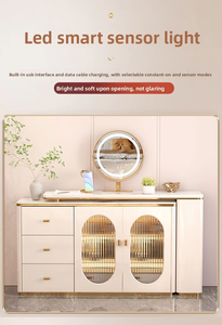 Coiffeuse de luxe 2-en-1 la plus vendue avec armoire de rangement – Table de maquillage moderne pour chambre et <span class=keywords><strong>bureau</strong></span> - Product Image 5