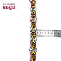 Bordure thermocollante en strass AB colorés et garniture de cristaux lourds perlés pour tenues de carnaval de Trinité-et-Tobago et accessoires de costumes de danse