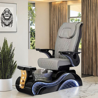 Fauteuil de pédicure de luxe avec commande à 4 moteurs, éclairage LED et logo personnalisable pour institut de beauté