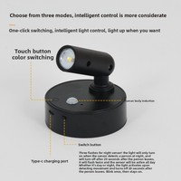 Lampu Dinding LED Mini Modern ABS Isi Ulang USB Sensor Kontrol Jarak Jauh Putih Hangat (3500K) untuk Rumah Kantor, Pemasangan di Dinding