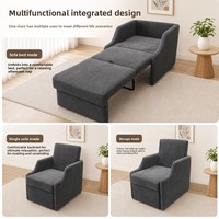 Sillón Individual Moderno y Sencillo, Reclinable, Convertible en Cama, con Estructura de Madera Maciza y Tapicería de Tela, Ideal para Apartamentos Pequeños