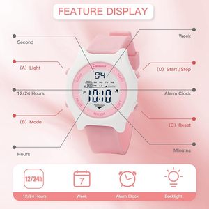 Reloj para niños de dibujos animados Mamiddle 30M Reloj digital resistente al agua con alarma Cronómetro Calendario y retroiluminación para 3-15 años - Product Image 3
